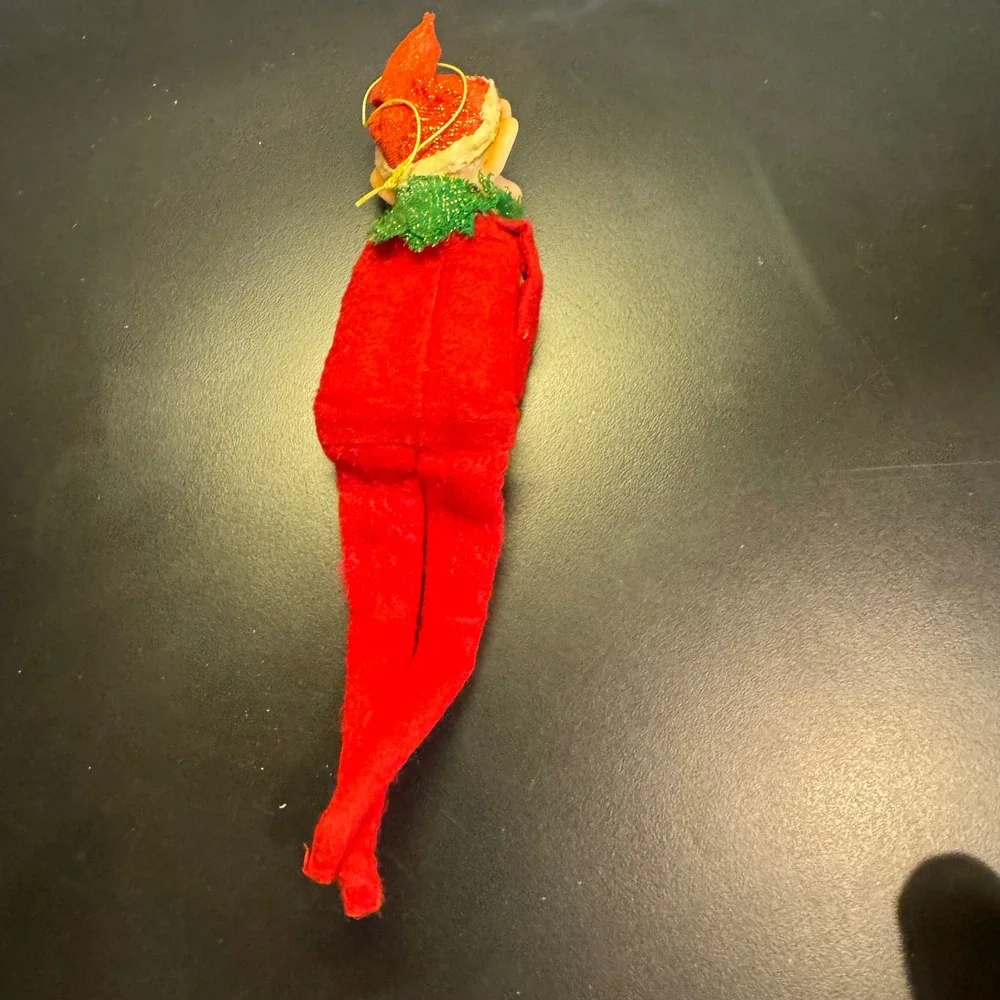 Vintage Knee Hugger Elf Christmas Decor Red 8 Inch Mid Century Pixie Toy